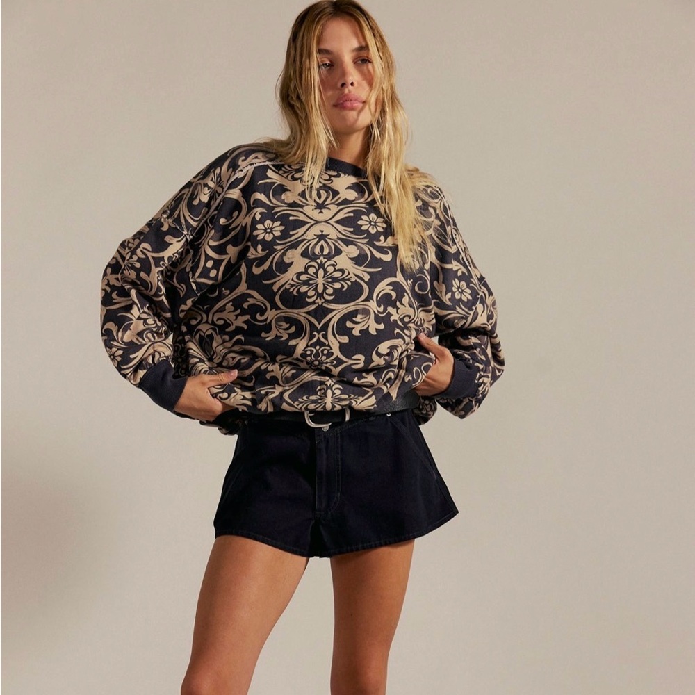 Free people we the free printed bubble up pullover sweatshirt